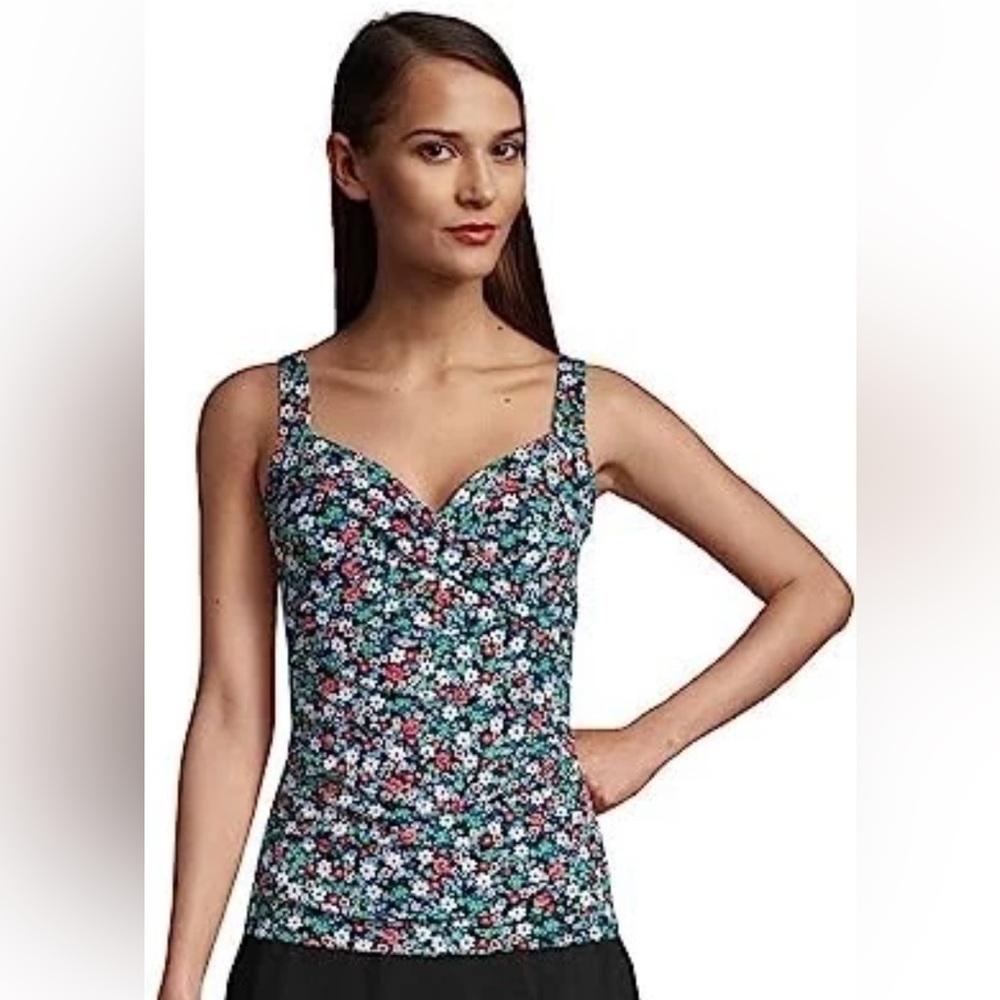 Land's End Floral Tankini Top Size 6